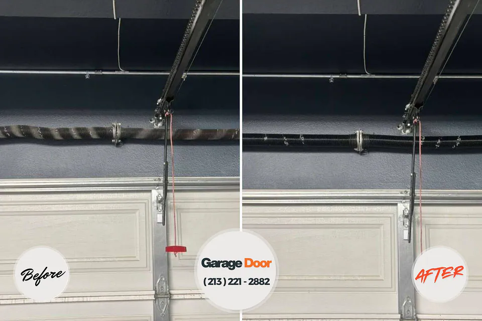 Before and after: garage door repair Dundee, MI